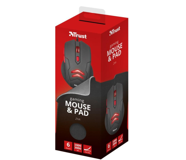 Trust Ziva Gaming Mouse + podkładka - 449703 - zdjęcie 3